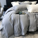 GobekUsa Grey Hollow Lace 1000TC Egyptian Cotton Bedding Set with Wide Edge