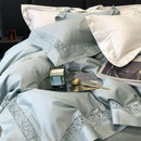 GobekUsa Grey Hollow Lace 1000TC Egyptian Cotton Bedding Set with Wide Edge