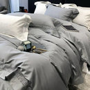 GobekUsa Grey Hollow Lace 1000TC Egyptian Cotton Bedding Set with Wide Edge
