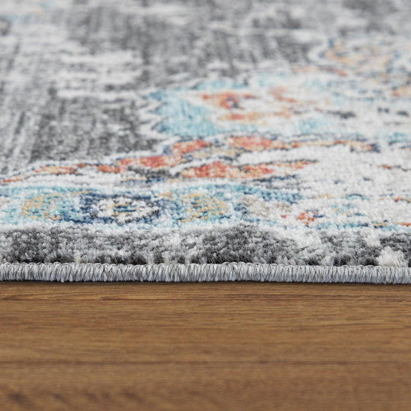 Grey Indoor & Outdoor Rug for Balcony Oriental Pattern