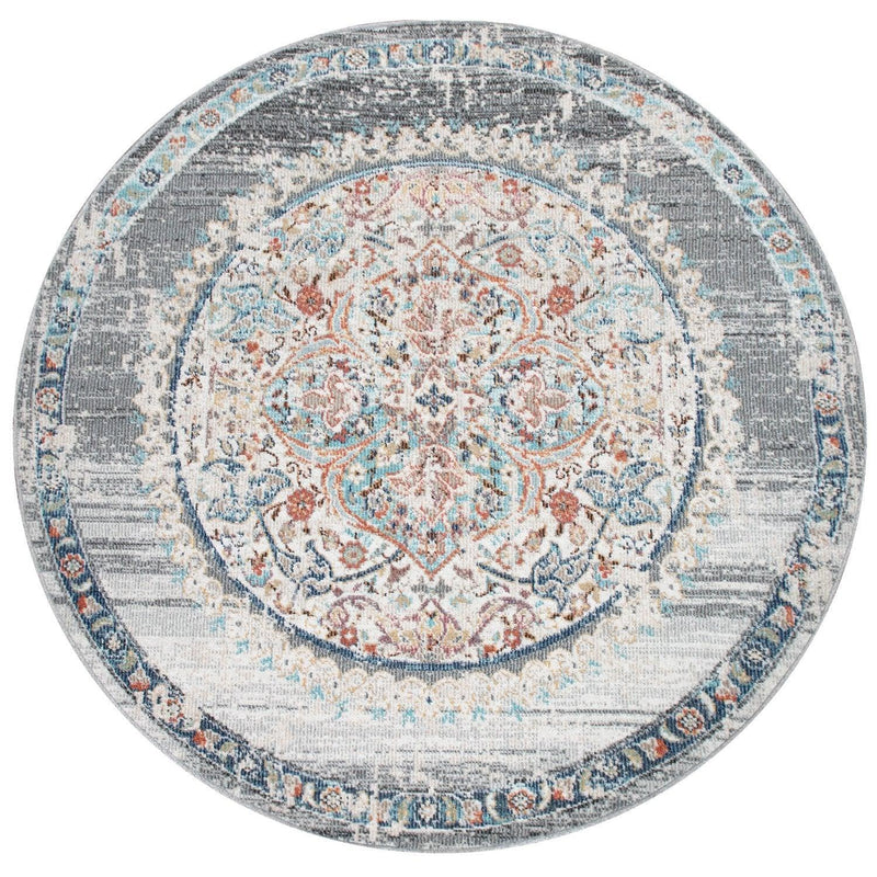 Grey Indoor & Outdoor Rug for Balcony Oriental Pattern