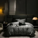 GobekUsa 1000TC Egyptian Cotton Grey Leopard Print Bedding Set with Duvet Cover, Sheet, Pillowcase
