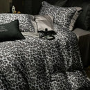 GobekUsa 1000TC Egyptian Cotton Grey Leopard Print Bedding Set with Duvet Cover, Sheet, Pillowcase
