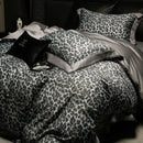 GobekUsa 1000TC Egyptian Cotton Grey Leopard Print Bedding Set with Duvet Cover, Sheet, Pillowcase