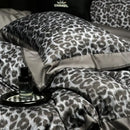 GobekUsa 1000TC Egyptian Cotton Grey Leopard Print Bedding Set with Duvet Cover, Sheet, Pillowcase