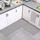 GobekUsa Grey Plaid Kitchen Rug Blue Lattice Long Absorption Doormat in Striped Design