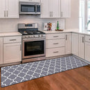 GobekUsa Grey Plaid Kitchen Rug Blue Lattice Long Absorption Doormat in Striped Design