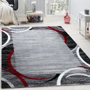 Grey Red Area Rug for Living Room Modern Design