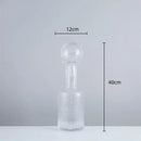 GobekUsa Grey Round Glass Vase Hammer Lid Terrarium Home Decoration