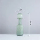 GobekUsa Grey Round Glass Vase Hammer Lid Terrarium Home Decoration