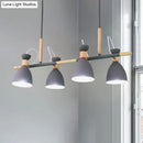 GobekUsa Grey/White/Green Bell Island Lamp - Nordic 4-Light Iron Pendant with Rotatable Design and Wood Decoration