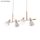 GobekUsa Grey/White/Green Bell Island Lamp - Nordic 4-Light Iron Pendant with Rotatable Design and Wood Decoration