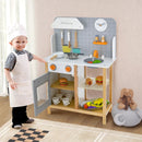 Wooden Toddler Pretend Kitchen Set with Cookware Accessories for Boys and Girls-Grey by LJGDeals