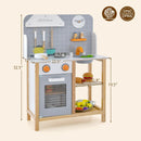 Wooden Toddler Pretend Kitchen Set with Cookware Accessories for Boys and Girls-Grey by LJGDeals
