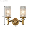GobekUsa Gridded Crystal Wall Light Retro Brass Sconce for Living Room