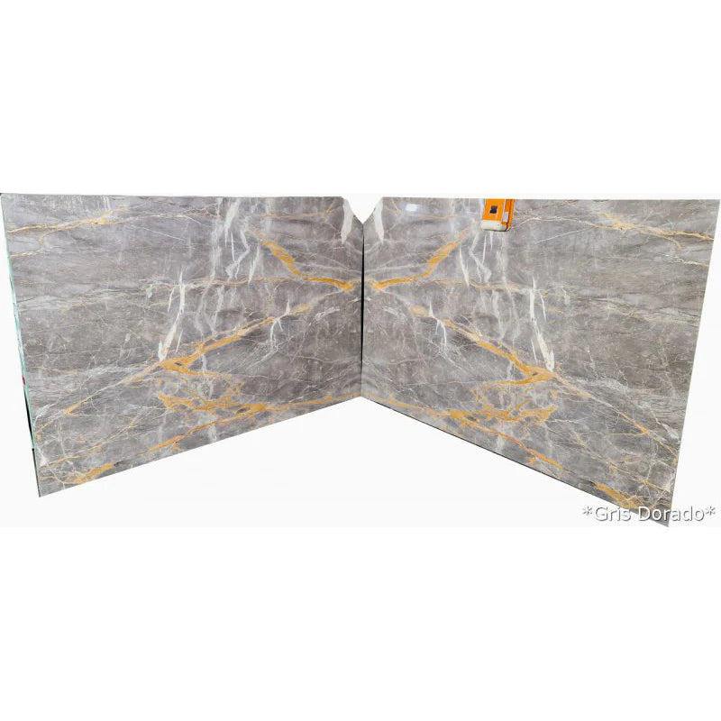 Gris Dorado Gray Bookmatching Polished Marble Slab