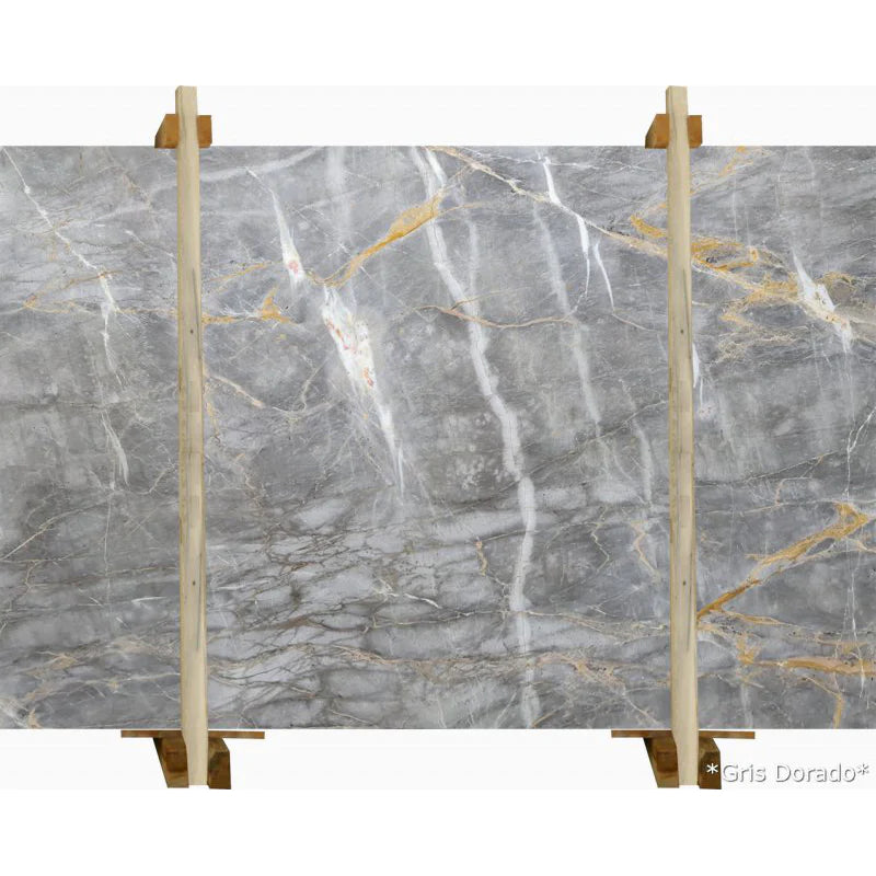 Gris Dorado Gray Bookmatching Polished Marble Slab