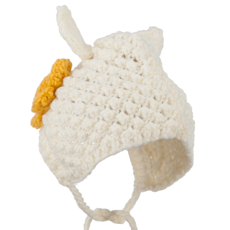 Girl's Chin Strap Ear Accent Beanie
