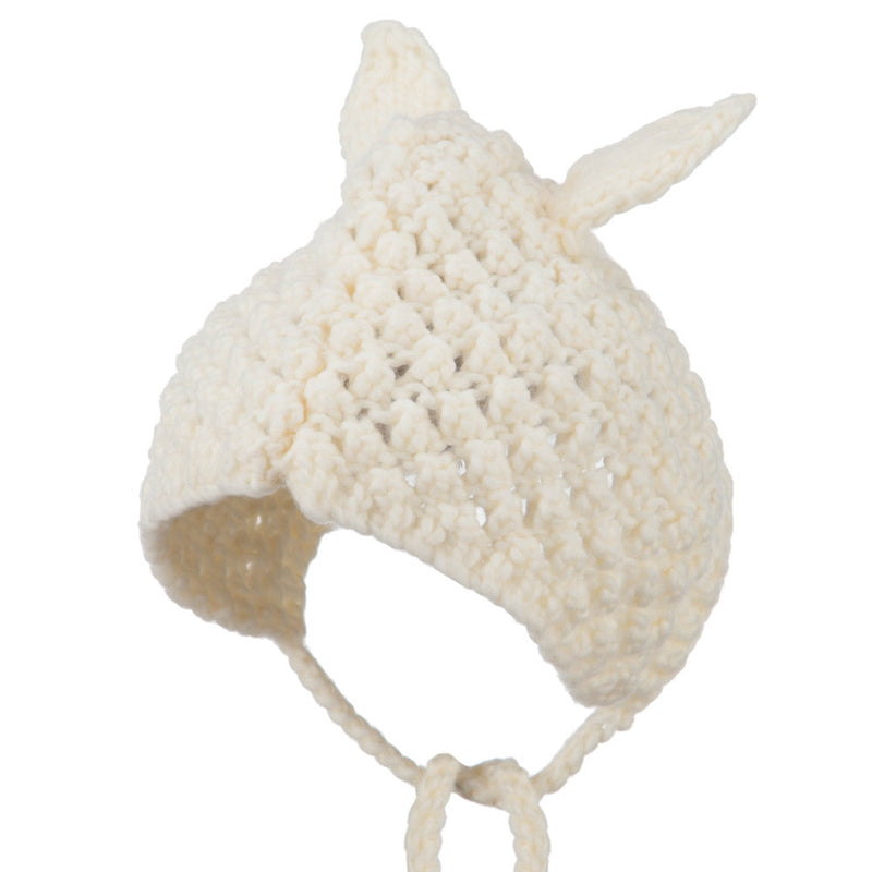 Girl's Chin Strap Ear Accent Beanie