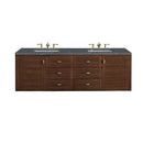 James Martin Amberly 72" Dual Mount Double Bathroom Vanity, Mid-Century Walnut