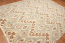 8' x 10' Modern Hand Knotted Ikat Wool Full Pile Oriental Area Rug Ivory
