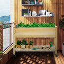 Wood Elevated Planter Bed with Lockable Wheels Shelf and Liner by LJGDeals