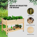 Wood Elevated Planter Bed with Lockable Wheels Shelf and Liner by LJGDeals