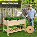 Wood Elevated Planter Bed with Lockable Wheels Shelf and Liner by LJGDeals