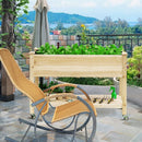 Wood Elevated Planter Bed with Lockable Wheels Shelf and Liner by LJGDeals