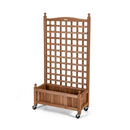 50 Inch Wood Planter Box with Trellis Mobile Raised Bed for Climbing Plant by LJGDeals