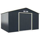 11 x 8 Feet Metal Storage Shed for Garden and Tools with 2 Lockable Sliding Doors-Gray by LJGDeals