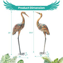Set of 2 Crane Garden Statues Standing Metal Crane Sculptures Bird by LJGDeals