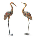 Set of 2 Crane Garden Statues Standing Metal Crane Sculptures Bird by LJGDeals