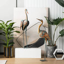 Set of 2 Crane Garden Statues Standing Metal Crane Sculptures Bird by LJGDeals