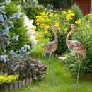 Set of 2 Crane Garden Statues Standing Metal Crane Sculptures Bird by LJGDeals