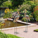 Set of 2 Crane Garden Statues Standing Metal Crane Sculptures Bird by LJGDeals