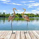 Set of 2 Crane Garden Statues Standing Metal Crane Sculptures Bird by LJGDeals