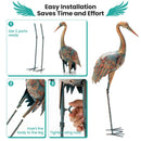 Set of 2 Crane Garden Statues Standing Metal Crane Sculptures Bird by LJGDeals