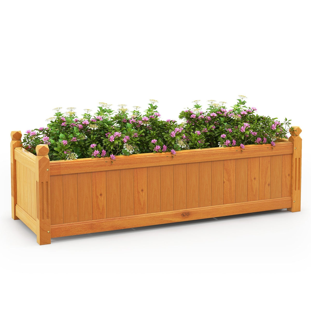 Wooden Rectangular Garden Bed with Drainage System-Natural, photo 3 of 6