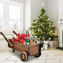 Wooden Wagon Planter Box with Wheels Handles and Drainage Hole-Rustic Brown by LJGDeals
