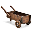 Wooden Wagon Planter Box with Wheels Handles and Drainage Hole-Rustic Brown by LJGDeals