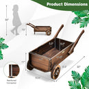 Wooden Wagon Planter Box with Wheels Handles and Drainage Hole-Rustic Brown by LJGDeals