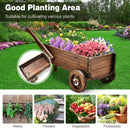 Wooden Wagon Planter Box with Wheels Handles and Drainage Hole-Rustic Brown by LJGDeals