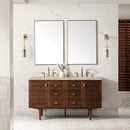 James Martin Amberly 60" Dual Mount Double Bathroom Vanity, Mid-Century Walnut