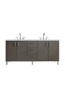 James Martin Metropolitan 72" Dual Mount Double Bathroom Vanity, Silver Oak