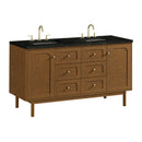 James Martin Laurent 60" Dual Mount Double Bathroom Vanity, Honey Oak