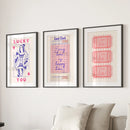 Guest Check, Playing Card Art. Retro Dopamine Set of 3 Prints by Wall Art Set