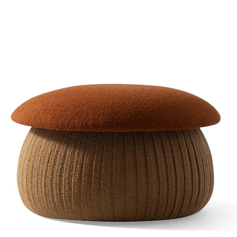 Smurf Orange Plush Upholstered Medium Mushroom Pouf