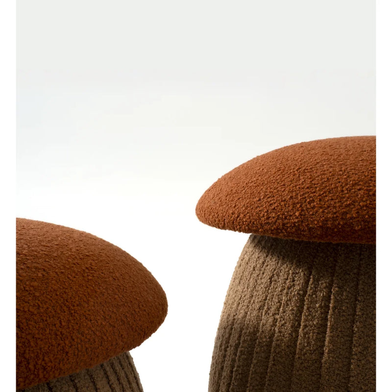 Smurf Orange Plush Upholstered Medium Mushroom Pouf