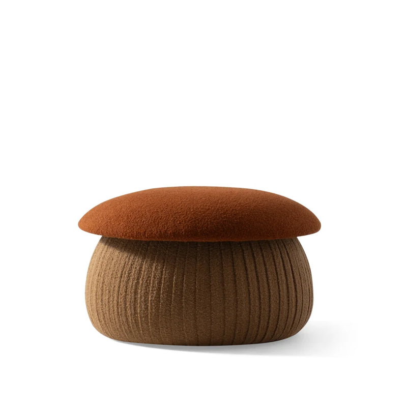 Smurf Orange Plush Upholstered Medium Mushroom Pouf